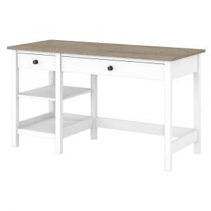 Bush Furniture - Mayfield 54W Computer Desk with Shelves in Pure White and Shiplap Gray - MAD154GW2-03