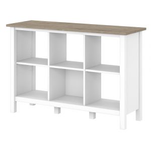 Bush Furniture - Mayfield 6 Cube Bookcase in Pure White and Shiplap Gray - MAB145GW2-03