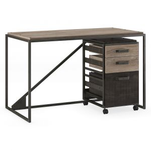 Bush Furniture - Refinery 50W Industrial Desk with 3 Drawer Mobile File Cabinet in Rustic Gray - RFY006RG