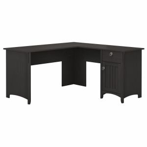 Bush Furniture - Salinas 60W L Shaped Desk with Storage in Vintage Black - SAD160VB-03