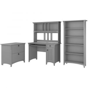 Bush Furniture - Salinas Mission Desk with Hutch, Lateral File Cabinet and Bookcase in Cape Cod Gray - SAL002CG