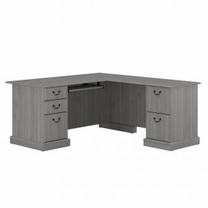 Bush Furniture - Saratoga L Shaped Computer Desk with Drawers in Modern Gray - EX45870-03K