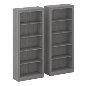 Bush Furniture - Saratoga Tall 5 Shelf Bookcase Set of 2 in Modern Gray - SAR008MG