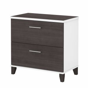 Bush Furniture - Somerset 2 Drawer Lateral File Cabinet in White and Storm Gray - WC81080
