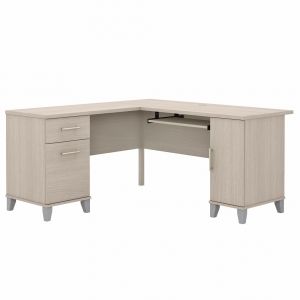 Bush Furniture - Somerset 60W L Desk in Sand Oak - WC81130K