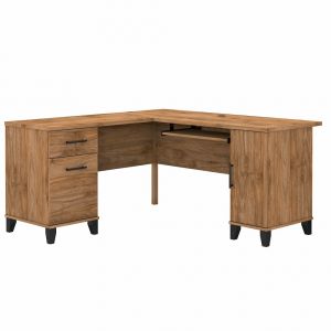 Bush Furniture - Somerset 60W L Shaped Desk with Storage in Fresh Walnut - WC81330K