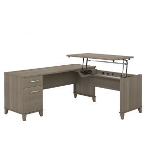 Bush Furniture - Somerset 72W 3 Position Sit to Stand L Shaped Desk in Ash Gray - SET014AG