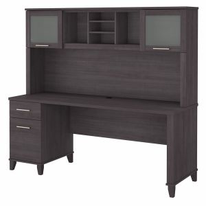 Bush Furniture - Somerset 72W Office Desk with Drawers and Hutch in Storm Gray - SET018SG