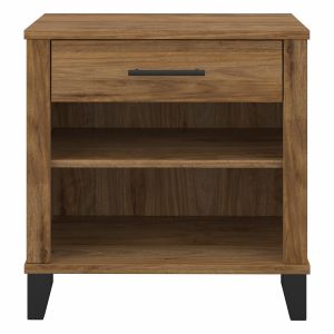 Bush Furniture - Somerset Nightstand with Drawer and Shelves in Fresh Walnut - STS119FW