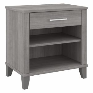 Bush Furniture - Somerset Nightstand with Drawer and Shelves in Platinum Gray - STS119PG