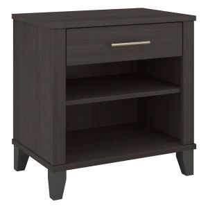Bush Furniture - Somerset Nightstand with Drawer and Shelves in Storm Gray - STS119SG