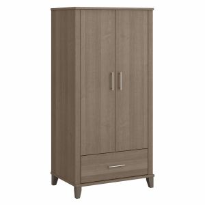 Bush Furniture - Somerset Tall Entryway Cabinet with Doors and Drawer in Ash Gray - STS166AGK-Z1