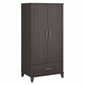 Bush Furniture - Somerset Tall Entryway Cabinet with Doors and Drawer in Storm Gray - STS166SGK-Z1