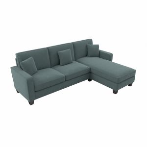 Bush Furniture - Stockton 102W Sectional Couch with Reversible Chaise Lounge in Turkish Blue Herringbone - SNY102STBH-03K
