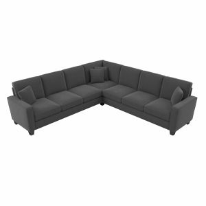 Bush Furniture - Stockton 110W L Shaped Sectional Couch in Charcoal Gray Herringbone - SNY110SCGH-03K