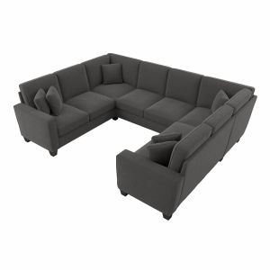 Bush Furniture - Stockton 112W U Shaped Sectional Couch in Charcoal Gray Herringbone - SNY112SCGH-03K