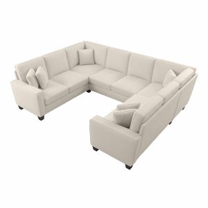 Bush Furniture - Stockton 112W U Shaped Sectional Couch in Cream Herringbone - SNY112SCRH-03K