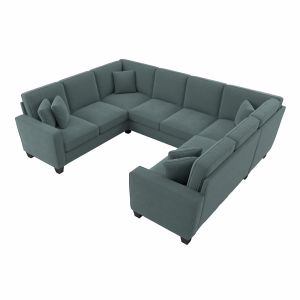 Bush Furniture - Stockton 112W U Shaped Sectional Couch in Turkish Blue Herringbone - SNY112STBH-03K
