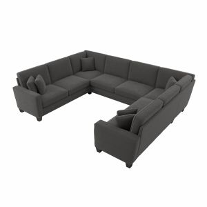 Bush Furniture - Stockton 123W U Shaped Sectional Couch in Charcoal Gray Herringbone - SNY123SCGH-03K