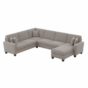 Bush Furniture - Stockton 127W U Shaped Sectional Couch with Reversible Chaise Lounge in Beige Herringbone - SNY127SBGH-03K