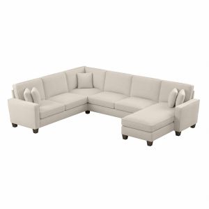 Bush Furniture - Stockton 127W U Shaped Sectional Couch with Reversible Chaise Lounge in Cream Herringbone - SNY127SCRH-03K