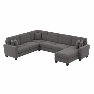 Bush Furniture - Stockton 127W U Shaped Sectional Couch with Reversible Chaise Lounge in French Gray Herringbone - SNY127SFGH-03K