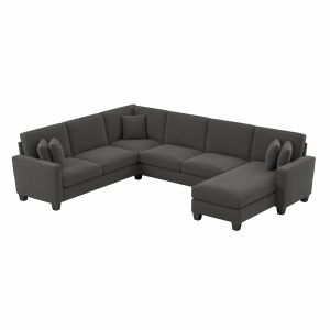 Bush Furniture - Stockton 127W U Shaped Sectional Couch with Reversible Chaise Lounge in Charcoal Gray Herringbone - SNY127SCGH-03K