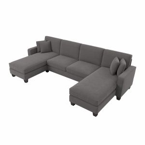 Bush Furniture - Stockton 130W Sectional Couch with Double Chaise Lounge in French Gray Herringbone - SNY130SFGH-03K