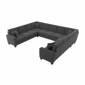 Bush Furniture - Stockton 135W U Shaped Sectional Couch in Charcoal Gray Herringbone - SNY135SCGH-03K