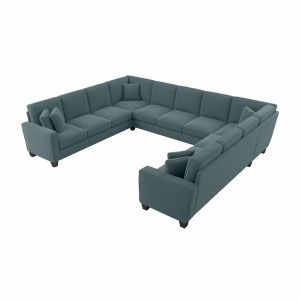 Bush Furniture - Stockton 135W U Shaped Sectional Couch in Turkish Blue Herringbone - SNY135STBH-03K