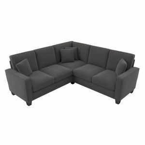 Bush Furniture - Stockton 86W L Shaped Sectional Couch in Charcoal Gray Herringbone - SNY86SCGH-03K