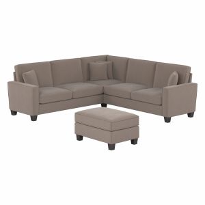 Bush Furniture - Stockton 99W L Sectional w Ottoman in Tan Microsuede Fabric - SKT003TNM
