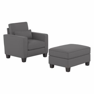 Bush Furniture - Stockton Accent Chair w Ottoman in French Gray Herringbone Fabric - SKT010FGH