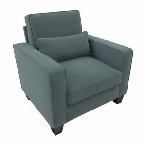 Bush Furniture - Stockton Accent Chair with Arms in Turkish Blue Herringbone - SNK36STBH-03