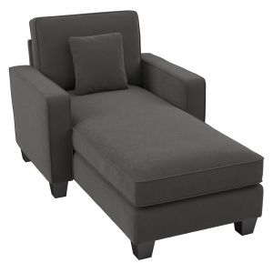 Bush Furniture - Stockton Chaise Lounge with Arms in Charcoal Gray Herringbone - SNM41SCGH-03K