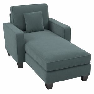 Bush Furniture - Stockton Chaise Lounge with Arms in Turkish Blue Herringbone - SNM41STBH-03K