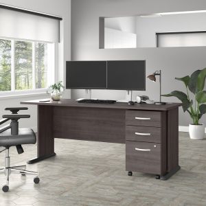 Bush Furniture - Studio A 72W Computer Desk with 3 Drawer Mobile File Cabinet in Storm Gray - STA004SGSU