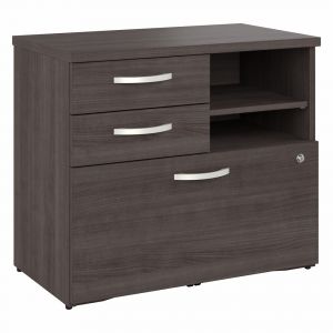 Bush Furniture - Studio A Office Storage Cabinet with Drawers and Shelves in Storm Gray - SDF130SGSU-Z