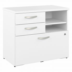 Bush Furniture - Studio A Office Storage Cabinet with Drawers and Shelves in White - SDF130WHSU-Z
