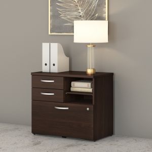 Bush Furniture - Studio C Office Storage Cabinet with Drawers and Shelves in Black Walnut - SCF130BWSU