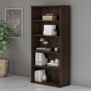 Bush Furniture - Studio C Tall 5 Shelf Bookcase in Black Walnut - SCB136BW