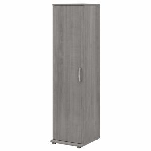 Bush Furniture - Universal Narrow Clothing Storage Cabinet with Door and Shelves in Platinum Gray - CLS116PG-Z