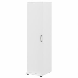 Bush Furniture - Universal Narrow Linen Tower with Door and Shelves in White - LNS116WH-Z