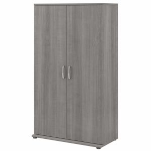 Bush Furniture - Universal Tall Clothing Storage Cabinet with Doors and Shelves in Platinum Gray - CLS136PG-Z