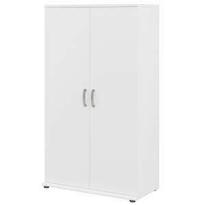 Bush Furniture - Universal Tall Clothing Storage Cabinet with Doors and Shelves in White - CLS136WH-Z