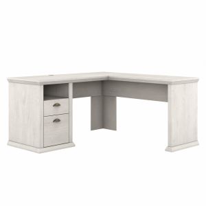 Bush Furniture - Yorktown 60W L Shaped Desk with Storage in Linen White Oak - WC40430-03