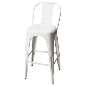 Butler Specialty Company - Alliance 30.5 in. Seat Height Iron Vintage Bar Stool with Back & Footrest, White - 3349290