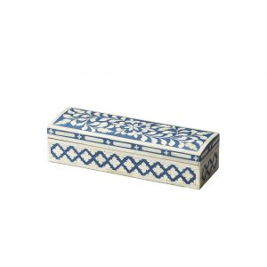 Butler Specialty Company - Hors D'oeuvres - Amanda 12 in. W Rectangular Bone Inlay & Wood Accent Storage Box, Blue - 3232016