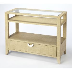 Butler Specialty Company - Amelle 36 in. W Rectangular Raffia 1 Drawer & Shelf Storage Console Table, Cream, Yellow - 4358349