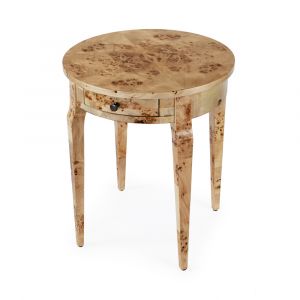 Butler Specialty Company - Heritage - Archer 20 in. W Round Wood 1 Drawer Burl  Side Table, Light Brown - 341443